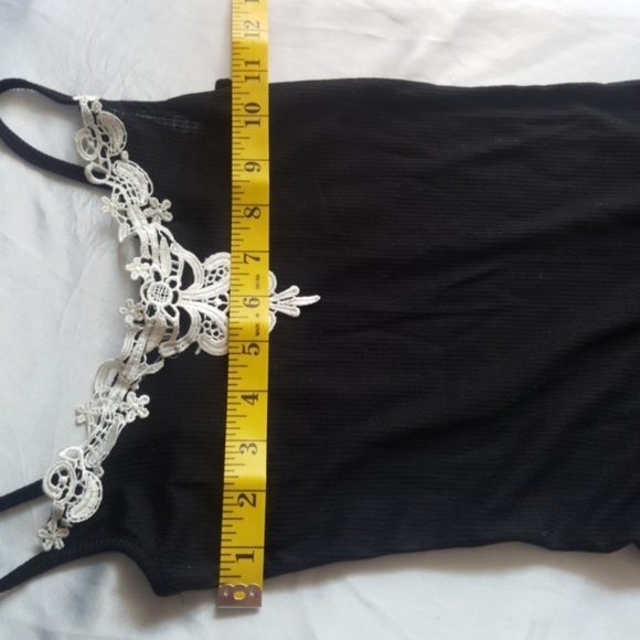 Fashionmia black ribbed lace embroidered tank M - Picture 7 of 8